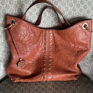 Michael Kors Astor Brown Leather Studded Tote